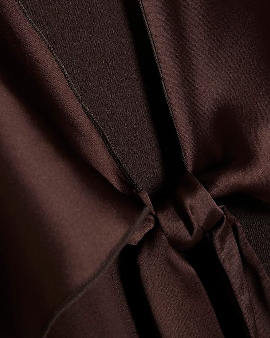River Island Womens Cape Brown Tie Front Satin Fringe - Image 5