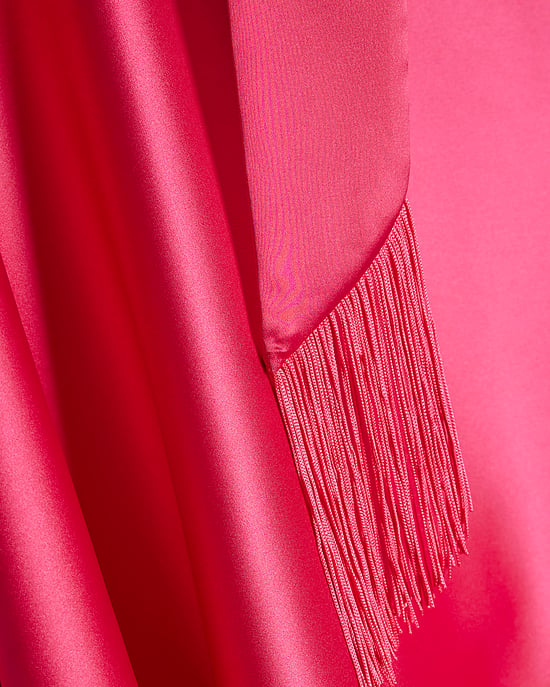River Island Womens Cape Pink Satin Fringed Scarf Detail - Image 3