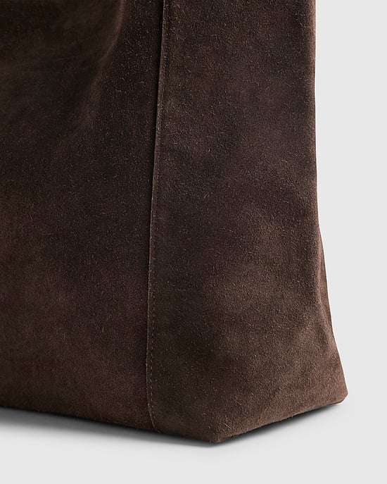 River Island Womens Slouch Bag Brown Suede Panelled - Image 2