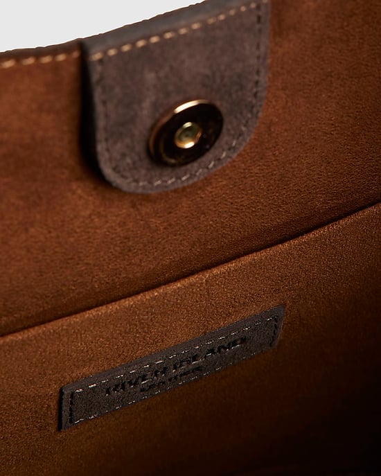 River Island Womens Slouch Bag Brown Suede Panelled - Image 3