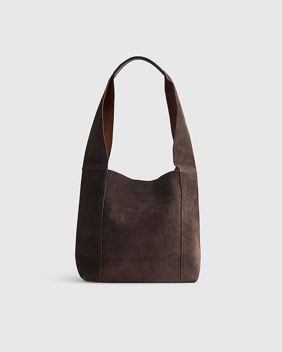 River Island Womens Slouch Bag Brown Suede Panelled - Image 4