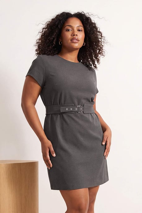 Trendyol Curve Dam Grå Randig Kort / Mini Kort Bodycon Plus size Klänning - Image 3