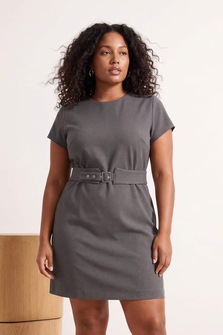 Trendyol Curve Dam Grå Randig Kort / Mini Kort Bodycon Plus size Klänning - Image 6