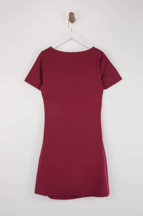 Trendyol Curve Dam Vinröd Enfärgad Kort / Mini Kort Casual A-linje Plus size Klänning - Image 5