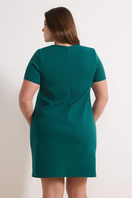 Trendyol Curve Dam Grön Enfärgad Kort / Mini Trekvartsärm Casual A-linje Plus size Klänning - Image 3