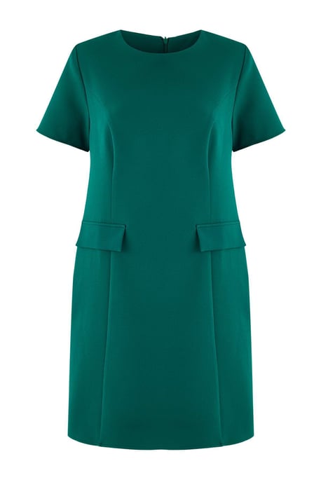 Trendyol Curve Dam Grön Enfärgad Kort / Mini Trekvartsärm Casual A-linje Plus size Klänning - Image 4