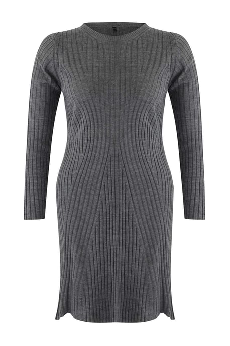 Trendyol Curve Dam Grå Enfärgad Kort / Mini Lång Casual Bodycon Plus size Klänning - Image 4