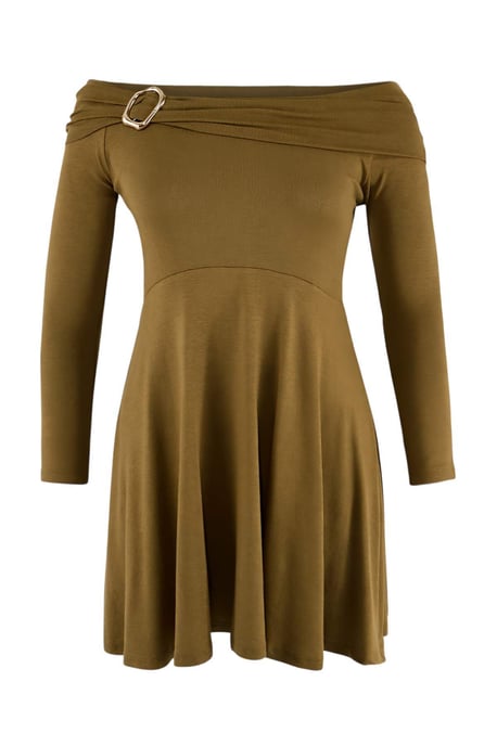 Trendyol Curve Dam Grön Enfärgad Kort / Mini Lång Casual Skater Plus size Klänning - Image 3