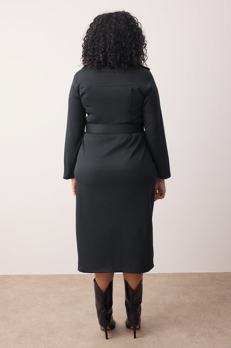 Trendyol Curve Dam Grå Enfärgad Kort / Mini Lång Casual Skjortklänning Plus size Klänning - Image 3