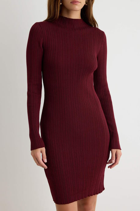 TRENDYOLMİLLA Dames Bordeaux Effen Kort / Mini Lang A-lijn Jurken - Image 2