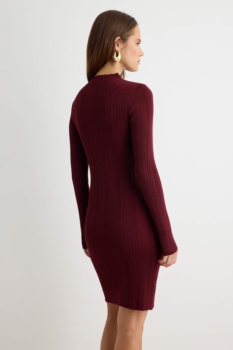 TRENDYOLMİLLA Dames Bordeaux Effen Kort / Mini Lang A-lijn Jurken - Image 3