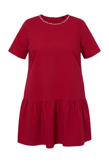Trendyol Curve Dam Vinröd Enfärgad Kort / Mini Kort A-linje Plus size Klänning - Image 4