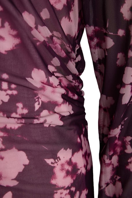 Trendyol Curve Dam Vinröd Blommig Kort / Mini Lång Casual A-linje Plus size Klänning - Image 5