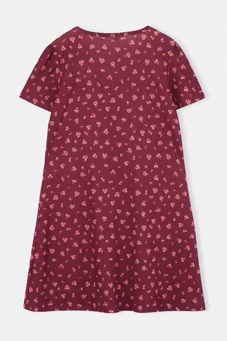 Trendyol Curve Dam Vinröd Blommig Kort / Mini Kort Casual Skater Plus size Klänning - Image 5