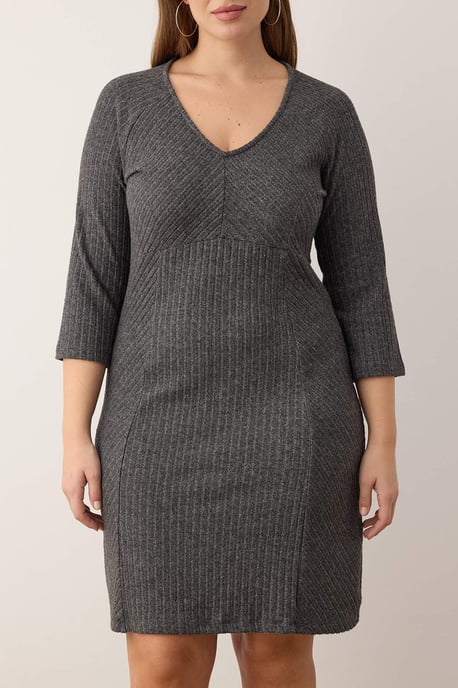 Trendyol Curve Dam Grå Enfärgad Kort / Mini Lång Casual A-linje Plus size Klänning - Image 2