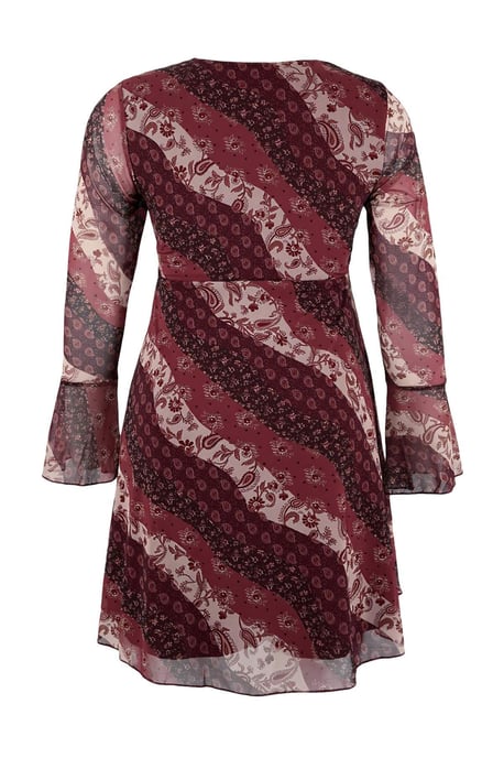 Trendyol Curve Dam Vinröd Blommig Kort / Mini Lång Casual A-linje Plus size Klänning - Image 3