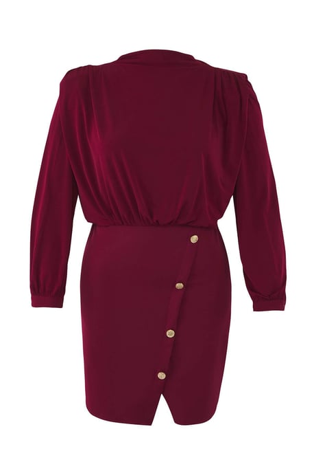 Trendyol Curve Dam Vinröd Enfärgad Kort / Mini Lång Casual A-linje Plus size Klänning - Image 4