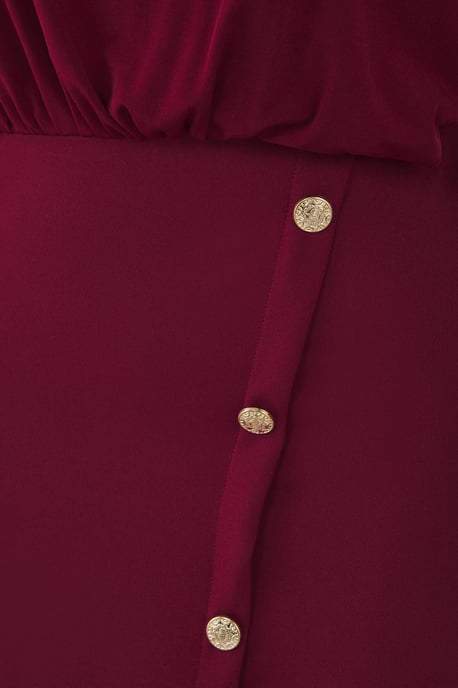 Trendyol Curve Dam Vinröd Enfärgad Kort / Mini Lång Casual A-linje Plus size Klänning - Image 5
