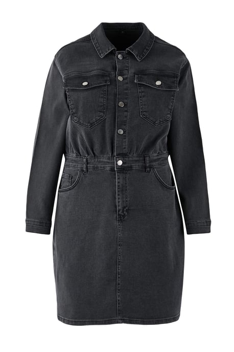 Trendyol Curve Dam Grå Enfärgad Kort / Mini Lång Casual Skjortklänning Plus size Klänning - Image 5