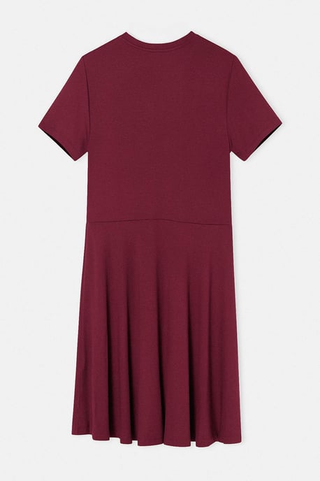 Trendyol Curve Dam Vinröd Enfärgad Kort / Mini Kort Skater Plus size Klänning - Image 5