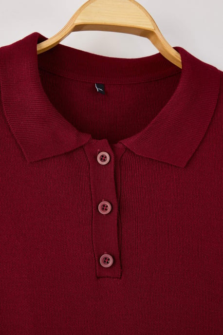 Trendyol Curve Dam Vinröd Enfärgad Kort / Mini Kort Casual Rak Plus size Klänning - Image 5