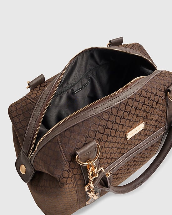River Island Womens Holdall Bag Brown Charm Jacquard - Image 3