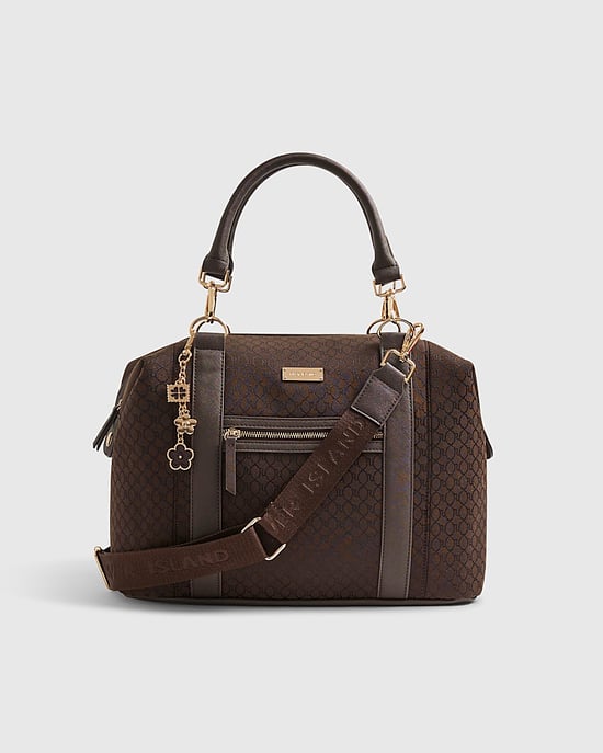 River Island Womens Holdall Bag Brown Charm Jacquard - Image 4