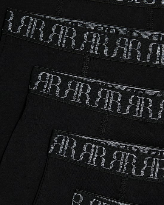 River Island Boys Boxers 5 Pack Black RI Waistband - Image 2