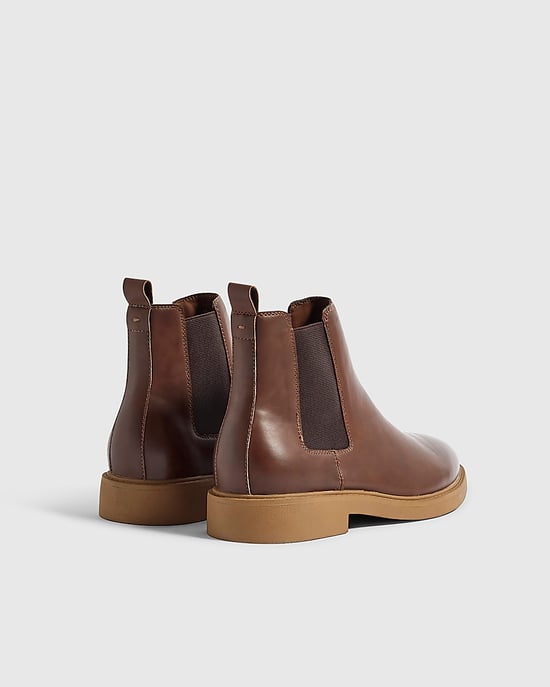 River Island Mens Chelsea Boots Brown Faux Leather Heeled - Image 3