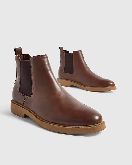 River Island Mens Chelsea Boots Brown Faux Leather Heeled - Image 4