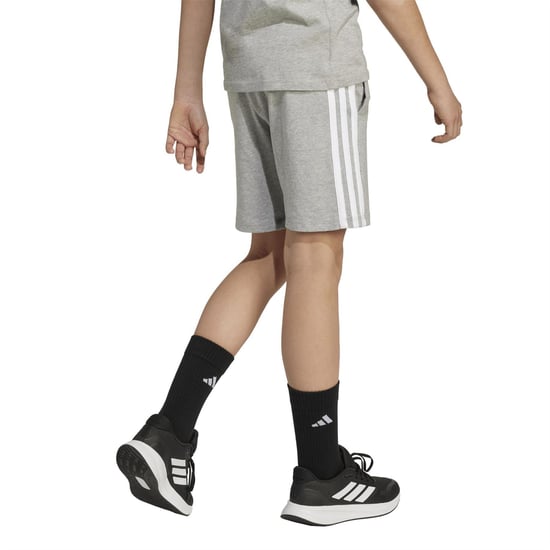Boys adidas Essentials 3 Stripe Jersey Short Juniors in Grey/White - Image 5