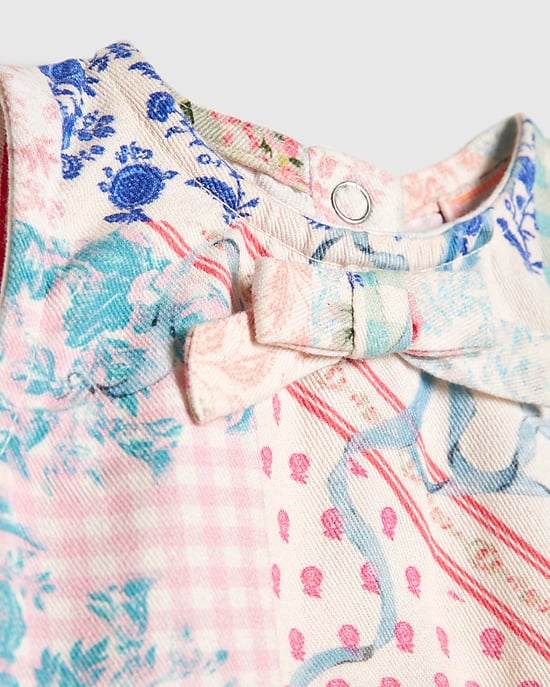 River Island Baby Girls Romper Pink Patchwork Cotton - Image 2
