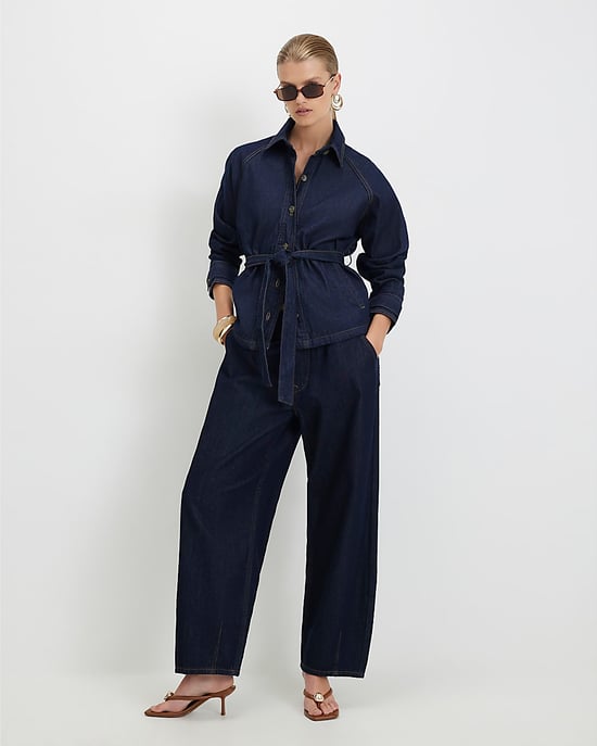 River Island Womens Trench Jacket Blue Denim Cropped - Image 2
