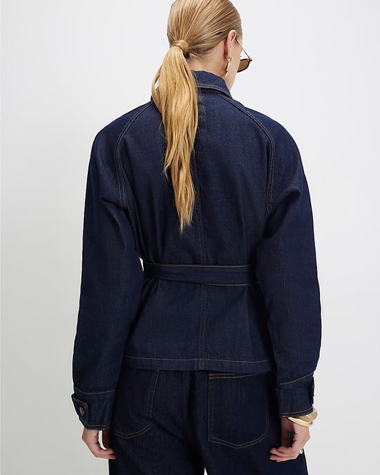 River Island Womens Trench Jacket Blue Denim Cropped - Image 3