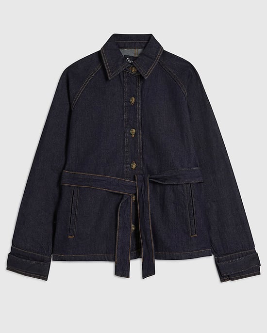River Island Womens Trench Jacket Blue Denim Cropped - Image 6