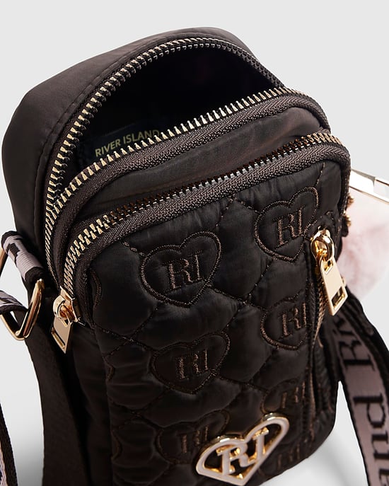 River Island Girls Crossbody Bag Brown Festival Quilted - Image 4