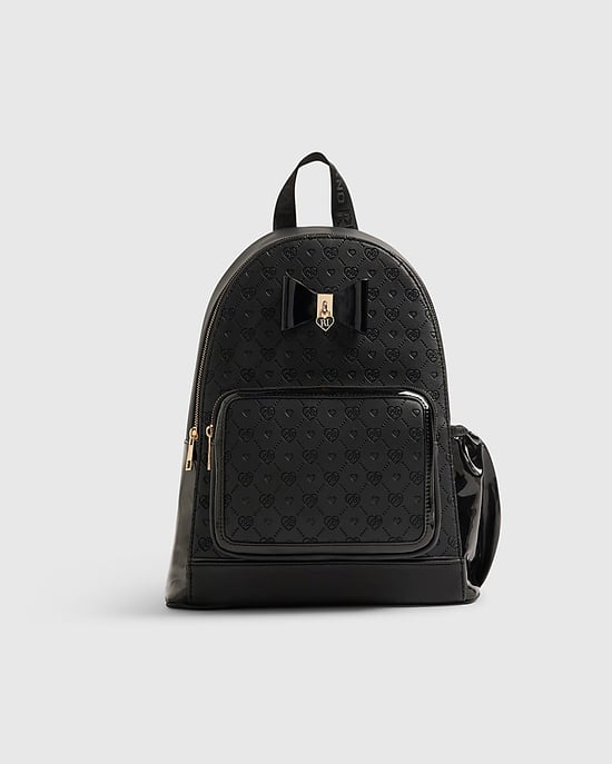 River Island Girls Backpack Black Faux Leather Padlock Bow - Image 2