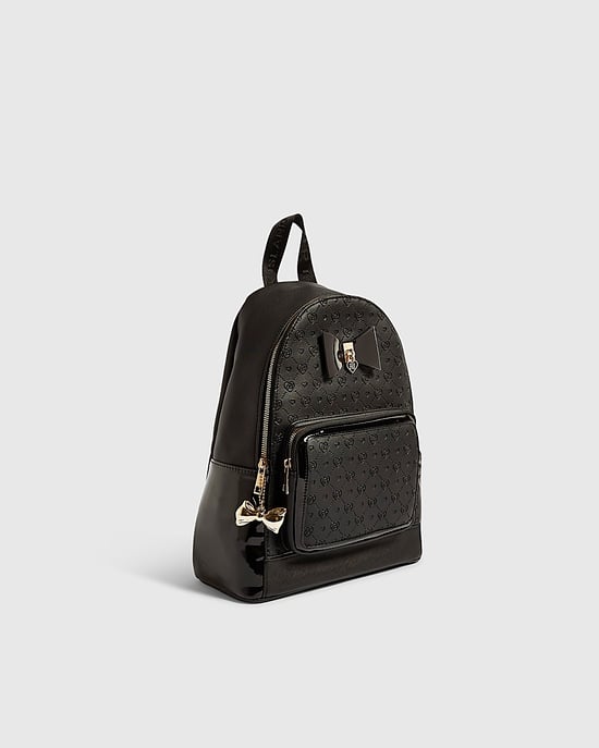 River Island Girls Backpack Black Faux Leather Padlock Bow - Image 5