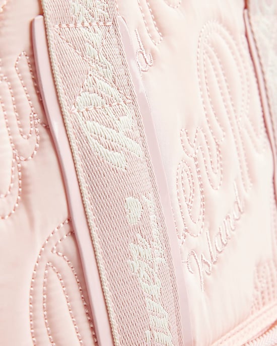River Island Girls Backpack Pink RI Quilted Pom Detail Zip - Image 3
