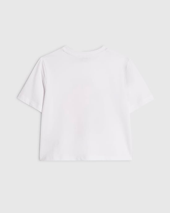 River Island Girls Crop Top White Embellished Flower - Image 4