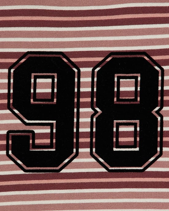 River Island Girls Crop Top Pink Stripe Number 98 Crew Neck - Image 2