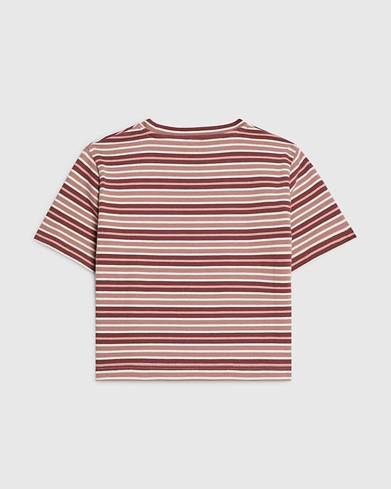 River Island Girls Crop Top Pink Stripe Number 98 Crew Neck - Image 4