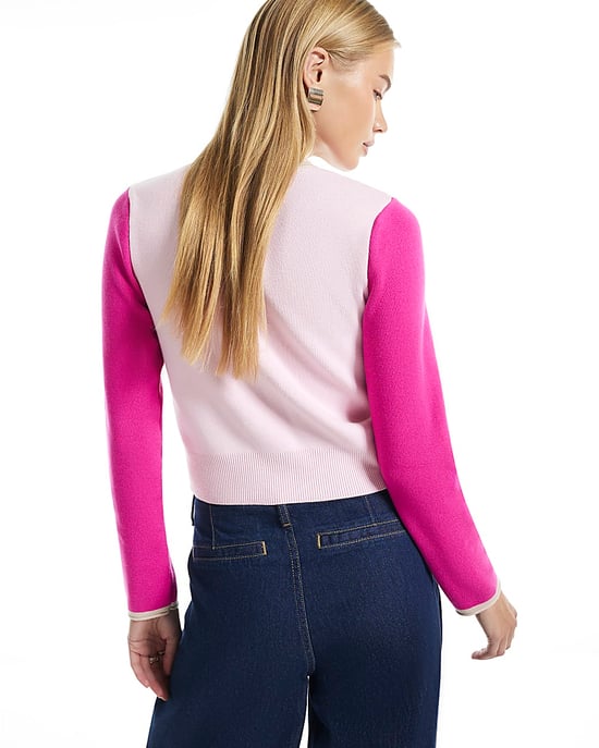 River Island Womens Cardigan Pink Colour Blocked - Image 3