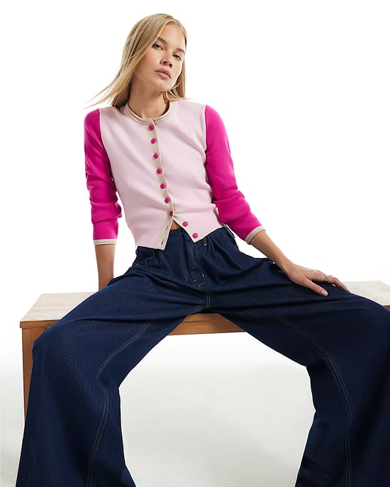 River Island Womens Cardigan Pink Colour Blocked - Image 4