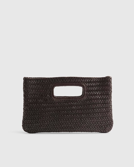 River Island Womens Clutch Bag Brown Woven Leather - Image 2