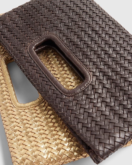 River Island Womens Clutch Bag Brown Woven Leather - Image 3
