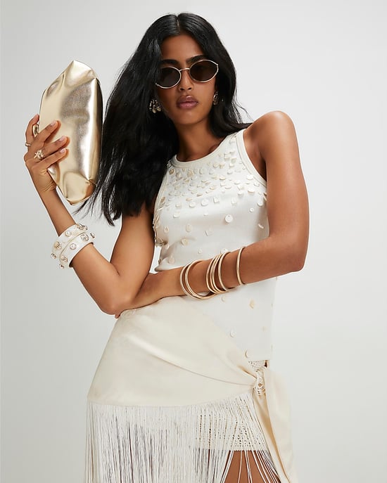 River Island Womens Clutch Bag Gold Ruched Frame Clip Top - Image 5