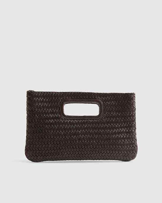 River Island Womens Clutch Bag Brown Woven Leather - Image 4