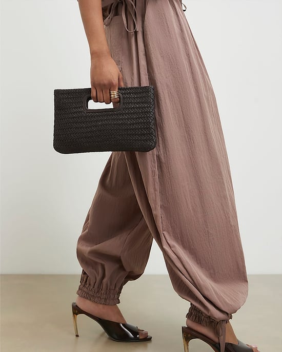 River Island Womens Clutch Bag Brown Woven Leather - Image 5