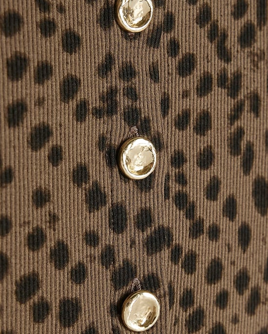 River Island Girls Top Brown Leopard Print Button Up Buttoned - Image 2